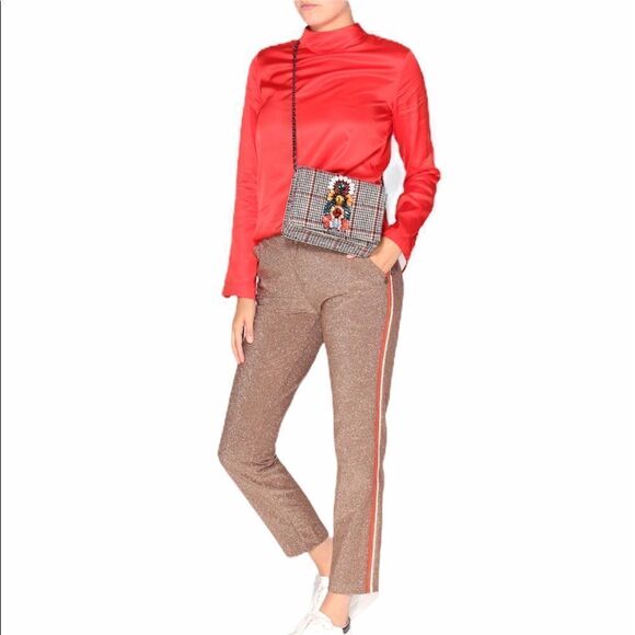 MAISON SCOTCH Red Satin Miscellaneous Reversible Long Sleeve Blouse New Size XS - Picture 2 of 6